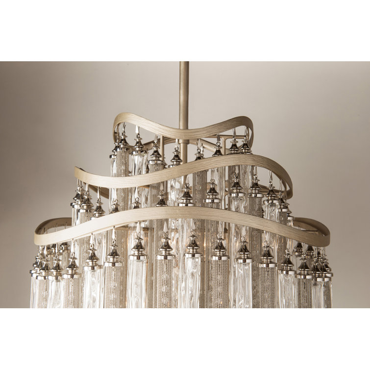 Tranquility Silver Leaf 10-Light Crystal Glass Chandelier