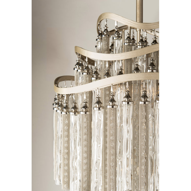 Tranquility Silver Leaf 10-Light Crystal Glass Chandelier
