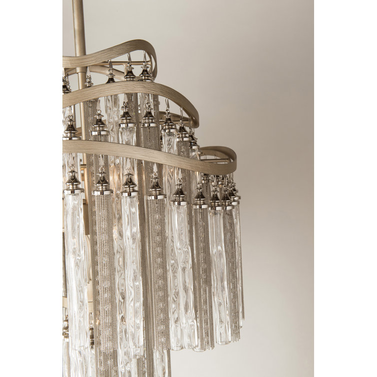 Tranquility Silver Leaf 10-Light Crystal Glass Chandelier