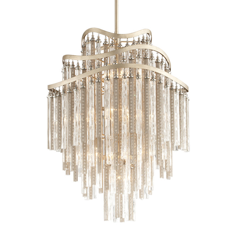 Tranquility Silver Leaf 10-Light Crystal Glass Chandelier