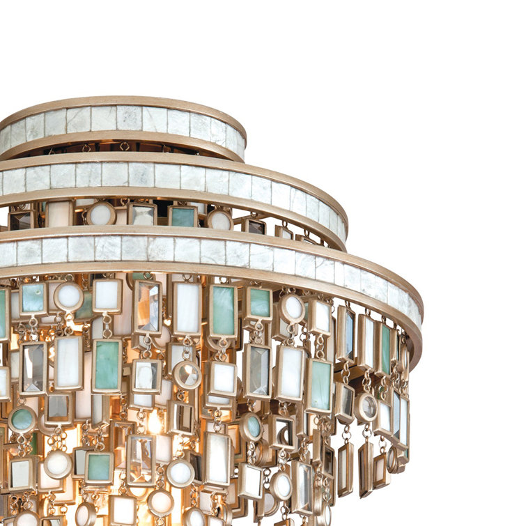 Contemporary Crystal Silver 18" Square Semi-Flush Ceiling Light