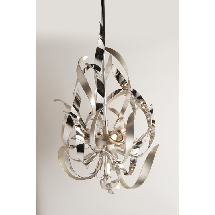 Silver Crystal 6-Light Geometric Chandelier