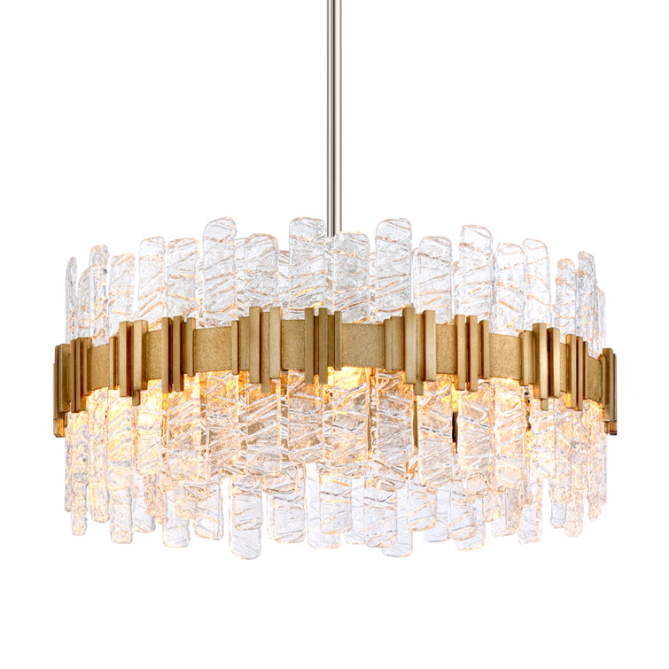 Ciro Chiselled Glass and Antique Silver Leaf 8-Light Pendant