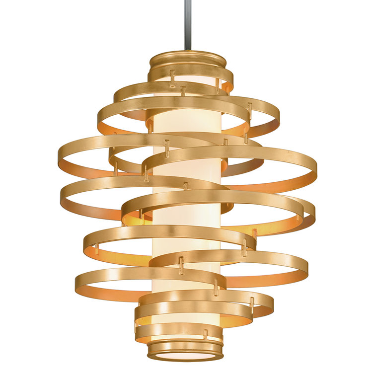 Gold Leaf Twisted Metal Geometric LED Chandelier