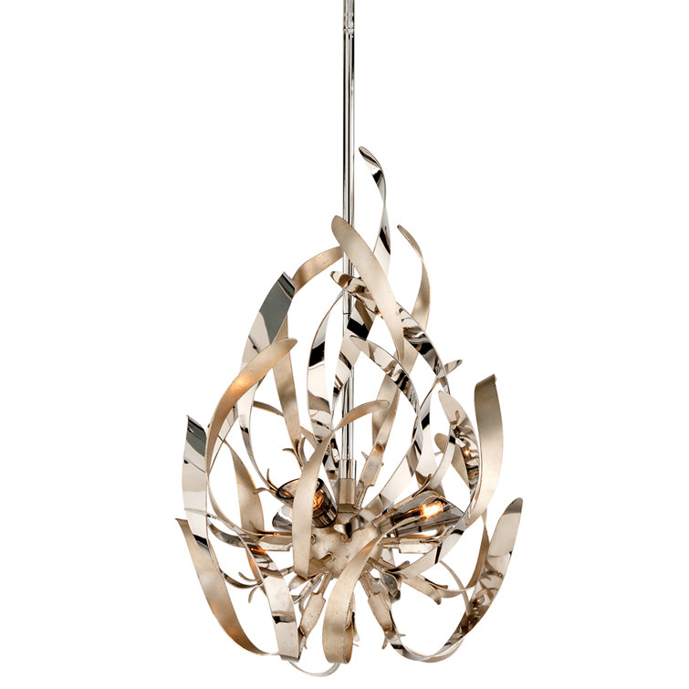 Transitional Mini Crystal Pendant Light with Silver Leaf Finish