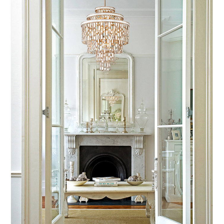 Dolcetti Silver 13-Light Chandelier with Mixed Shells and Crystal
