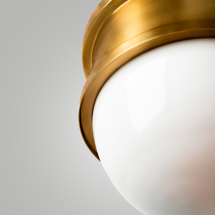 Vintage Brass Globe Pendant Light with LED and Glass Details