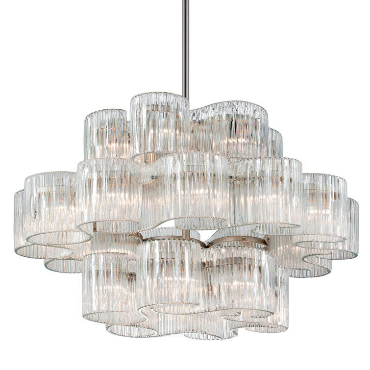 Circo 24-Light Satin Silver Leaf Crystal Pendant