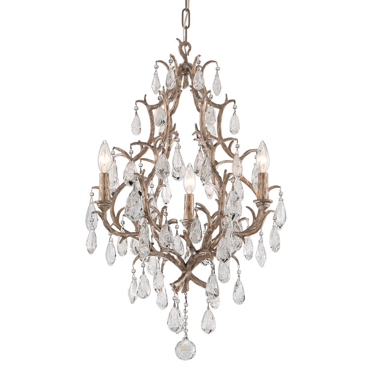 Amadeus Rustic 20'' Bronze and Crystal Candle-Style Chandelier