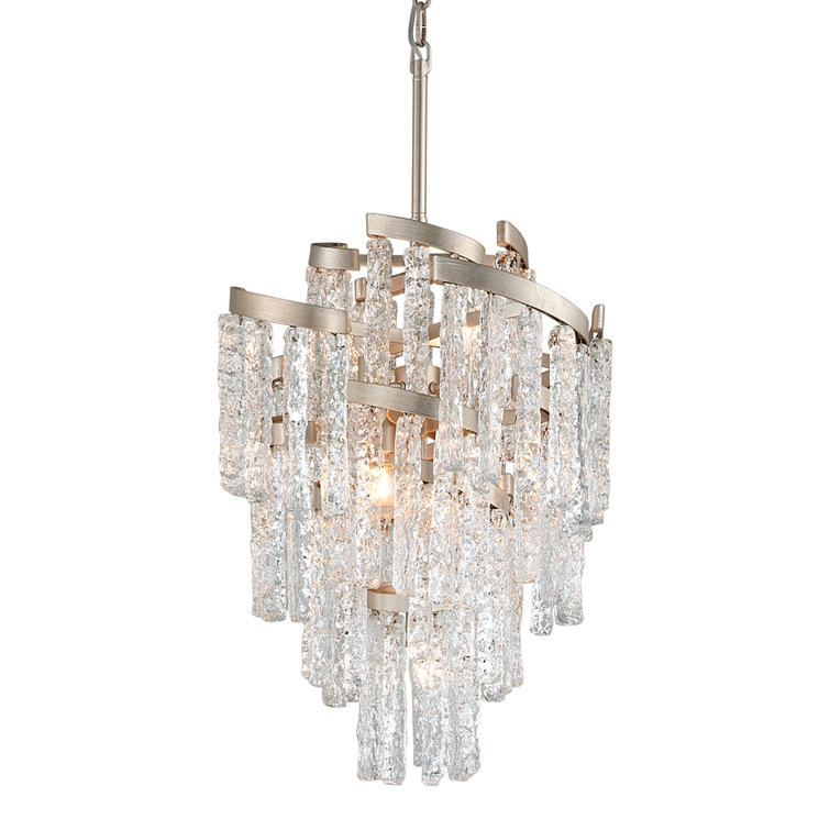Mont Blanc Modern Silver Leaf 7-Light Crystal Chandelier