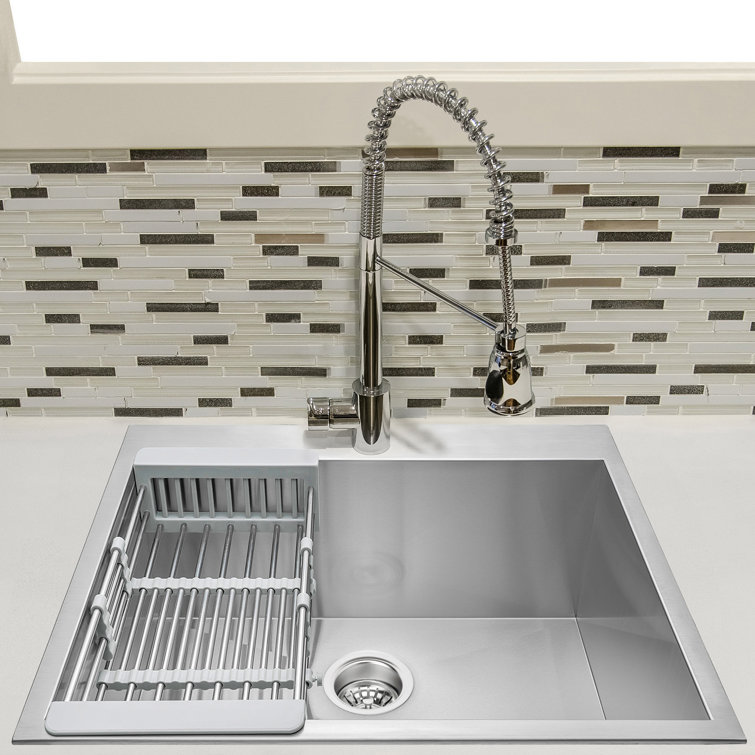Brushed Stainless Steel Single Bowl Kitchen Sink with Tray