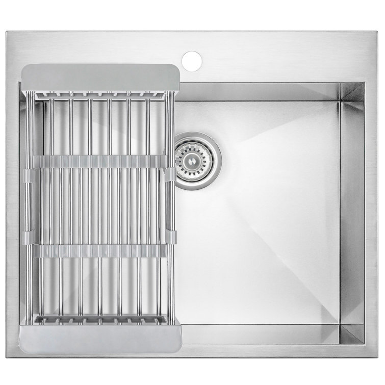Brushed Stainless Steel Single Bowl Kitchen Sink with Tray