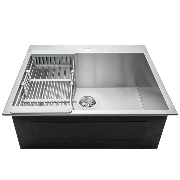 Brushed Stainless Steel Single Bowl Kitchen Sink with Tray