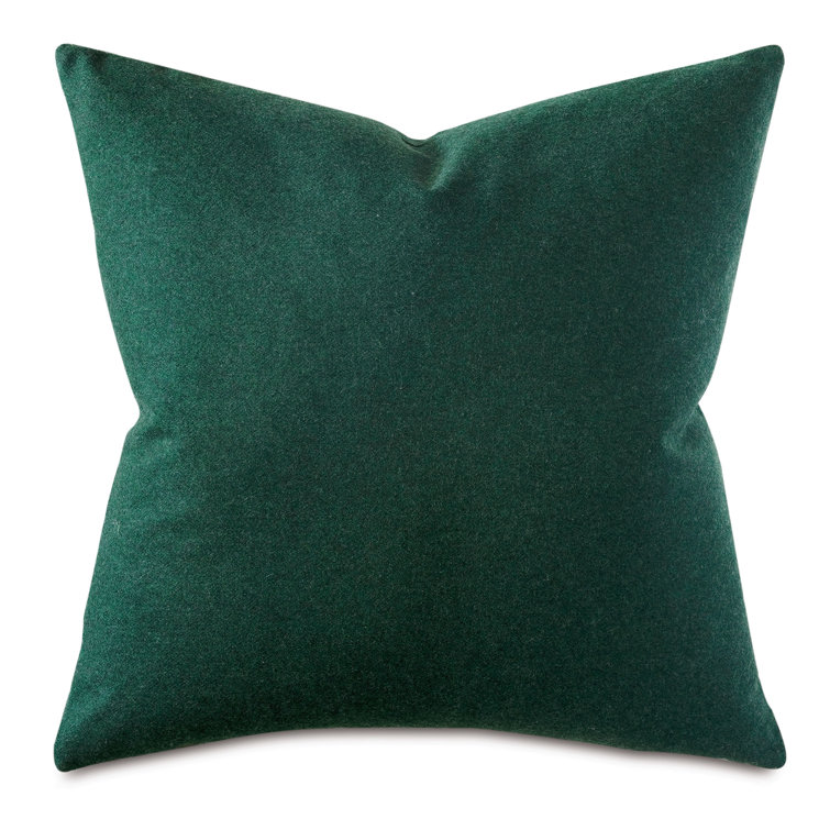 Forest Green Wool Blend Reversible Square Throw Pillow