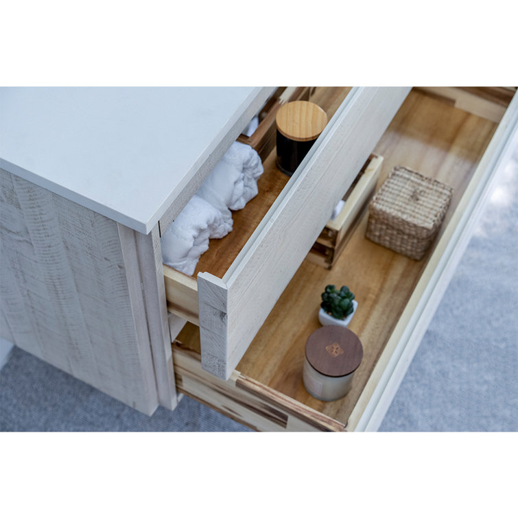 Rustic White 72'' Double Wall-Mount Vanity with Quartz Top