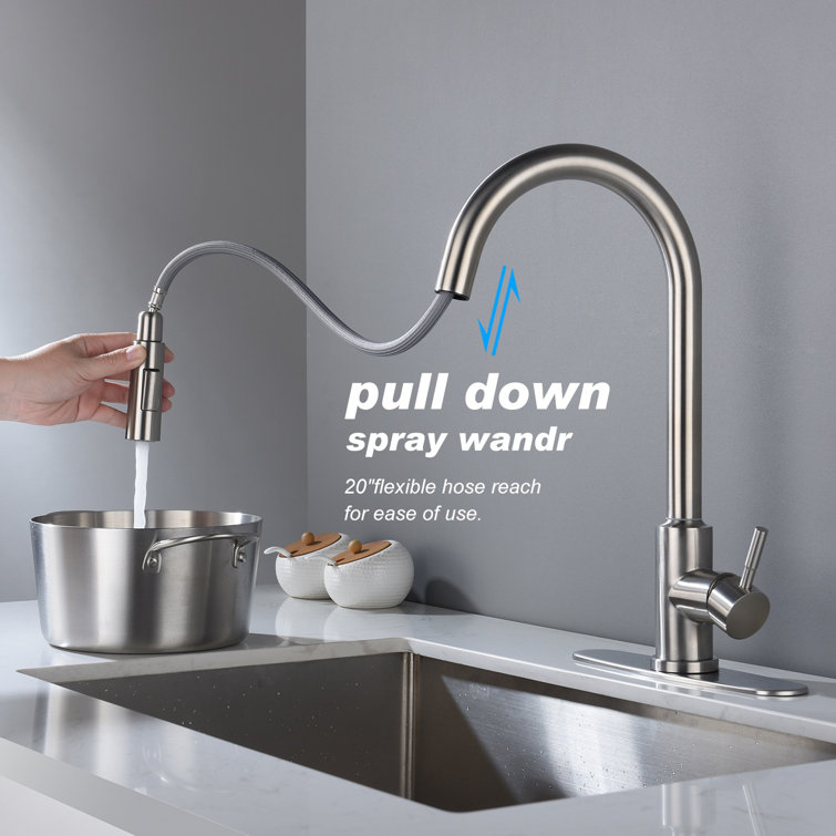 Brushed Nickel Stainless Steel Pull Down Touch Kitchen Faucet