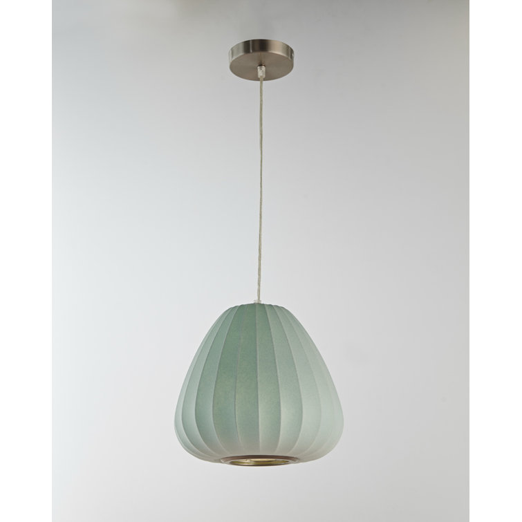 11-Inch Blue Polymer Resin Pendant Lamp with Nickel Finish