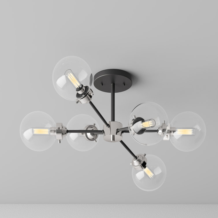 Orbit 25" Satin Nickel & Oil Rubbed Bronze Globe Semi-Flush Mount