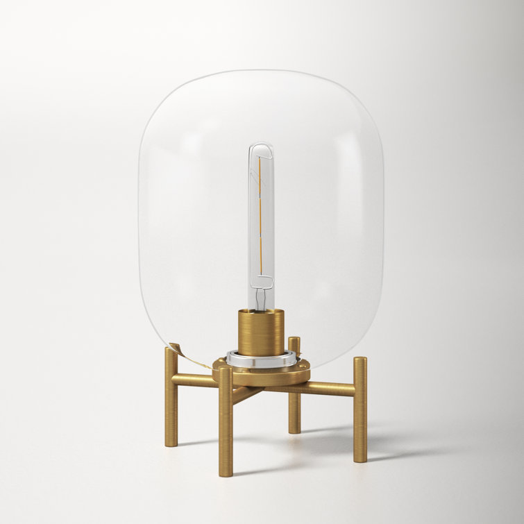 Edison Voice-Controlled Industrial Table Lamp in Brushed Brass/Clear
