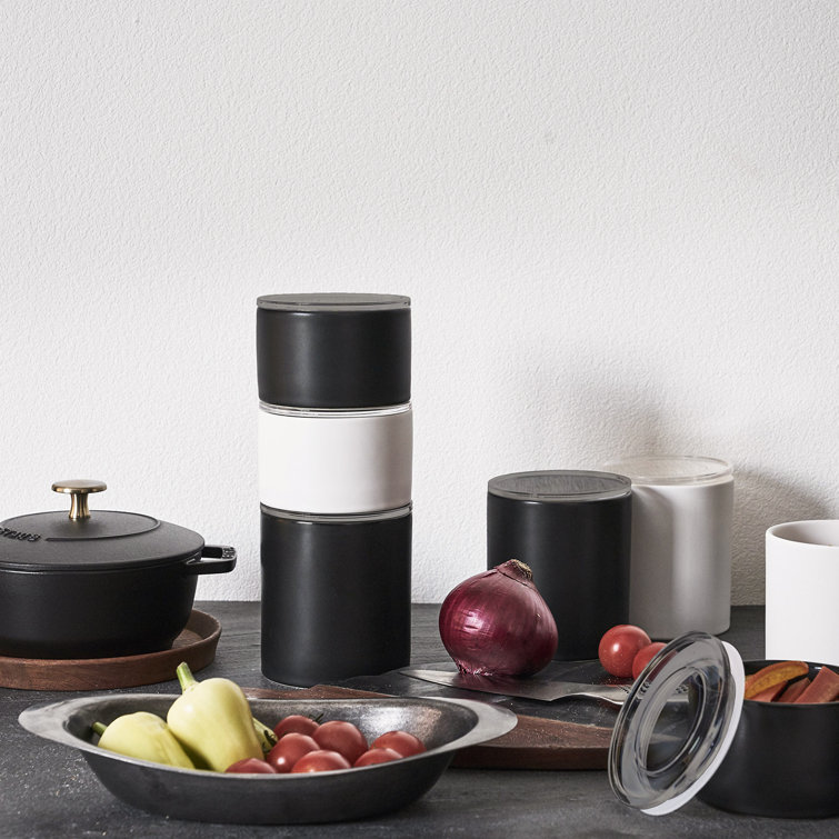 Large Black Ceramic Food Storage Container with Airtight Lid