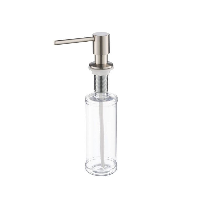 Brushed Nickel Deck Mounted Soap Dispenser with Clear Bottle