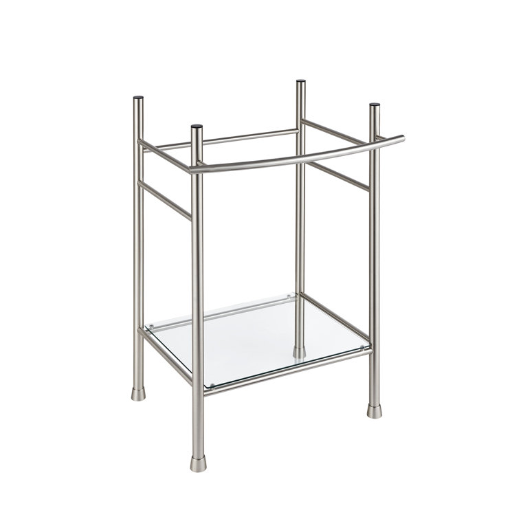 Edgemere Brushed Nickel Metal Console Table Legs with Glass Shelf