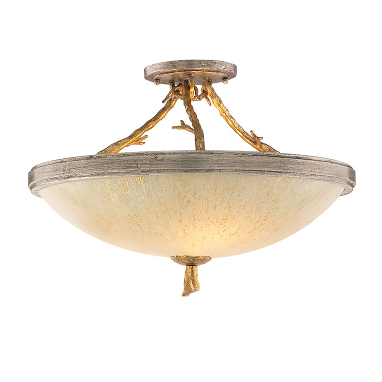 Gold and Silver Leaf Rustic Semi-Flush Ceiling Light