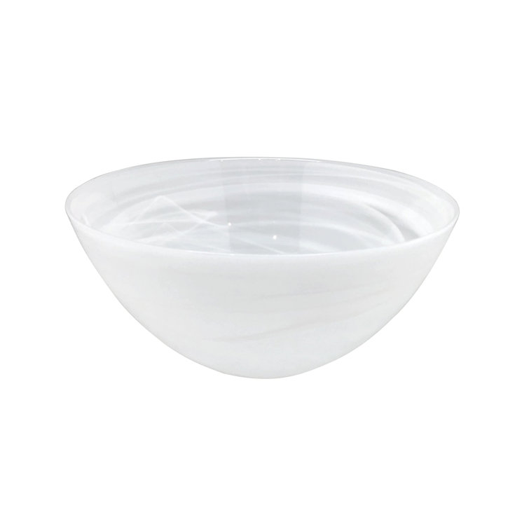 White Alabaster Glass Round Serving Bowl