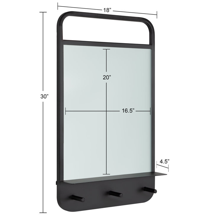 Black Iron Wall Organizer with Glass Dry Erase Board