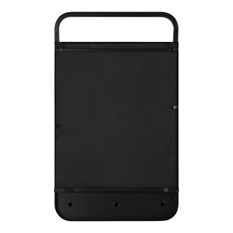 Black Iron Wall Organizer with Glass Dry Erase Board
