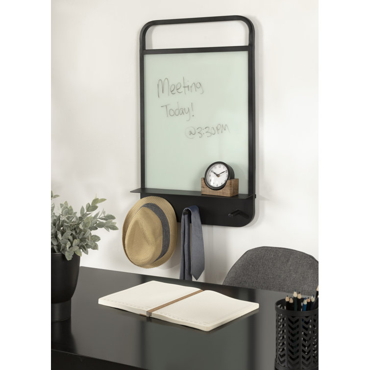 Black Iron Wall Organizer with Glass Dry Erase Board