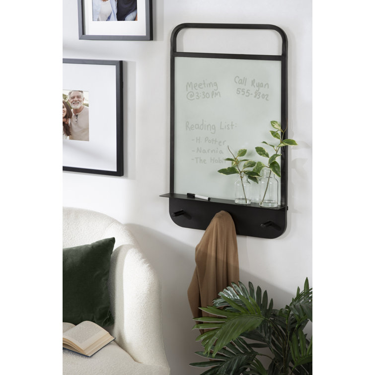 Black Iron Wall Organizer with Glass Dry Erase Board