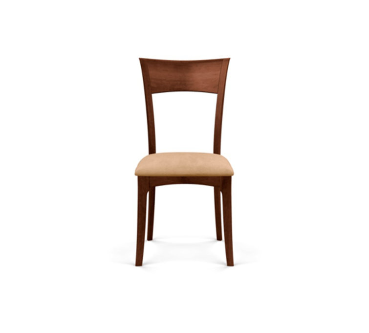 Sand Microsuede Upholstered Dining Chair in Cognac Cherry Wood