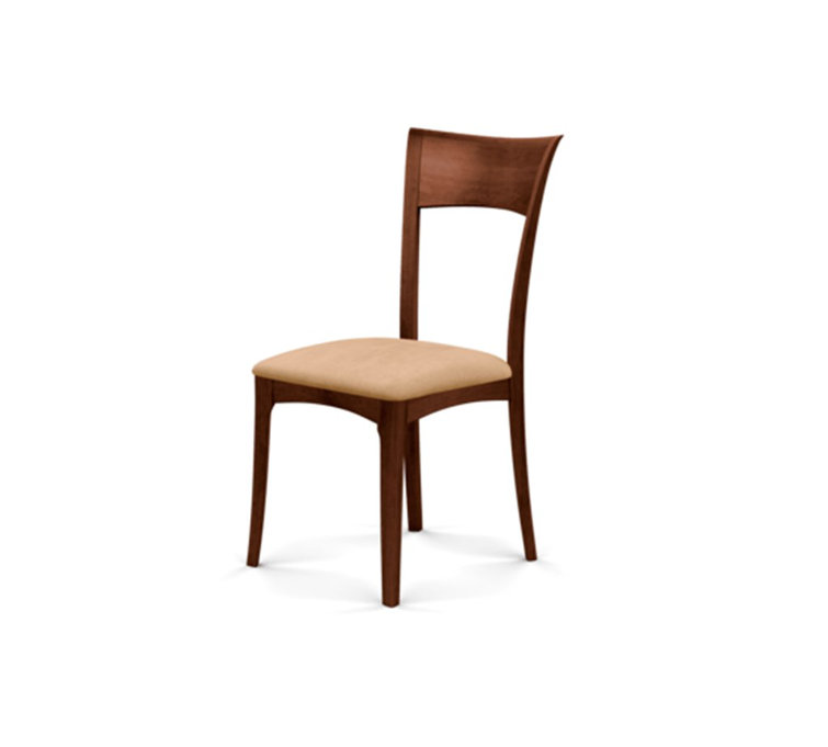 Sand Microsuede Upholstered Dining Chair in Cognac Cherry Wood
