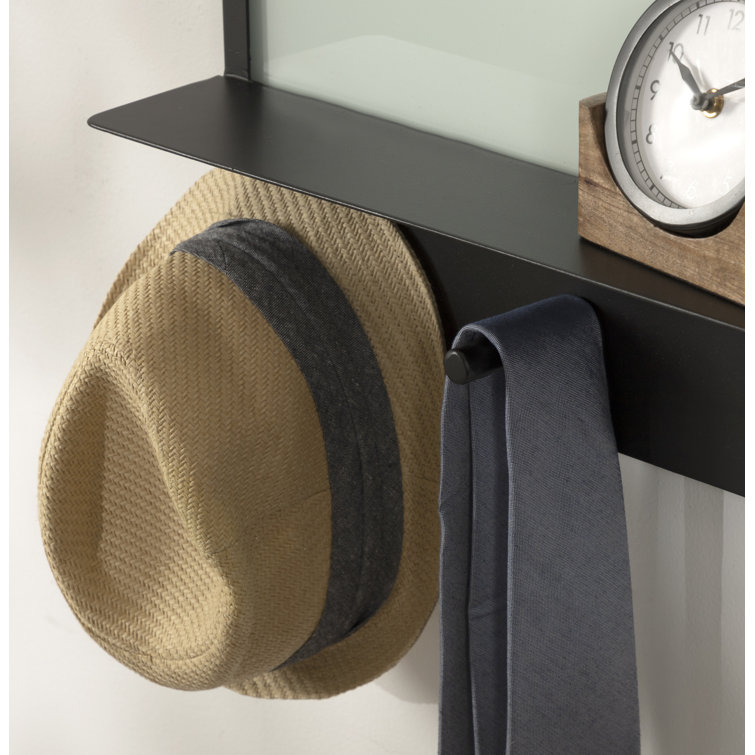 Black Iron Wall Organizer with Glass Dry Erase Board
