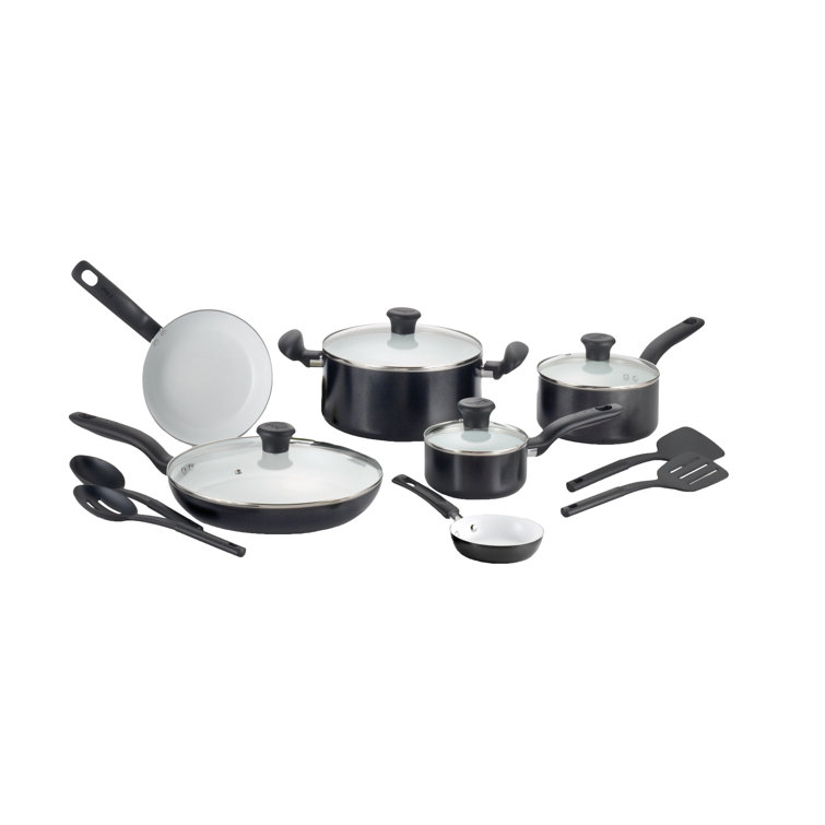 T-fal 14-Piece Black Aluminum Nonstick Cookware Set