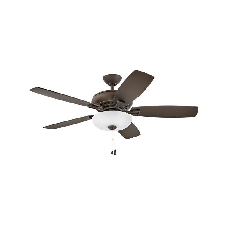 52" Metallic Matte Bronze Ceiling Fan with Reversible Walnut Blades and LED Light