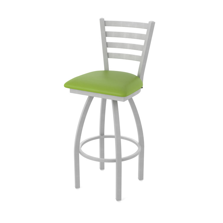 Pewter and Canter Sand Swivel Bar Stool with Faux Leather Seat