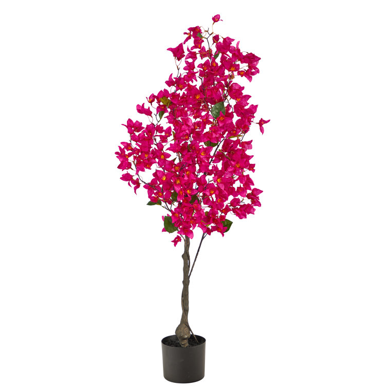 4' Pink Bougainvillea Artificial Tree in Black Pot
