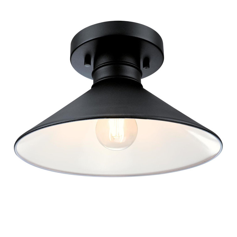 Rustic Textured Black 11'' LED Outdoor Glass Ceiling Light