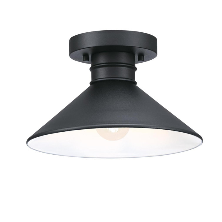Rustic Textured Black 11'' LED Outdoor Glass Ceiling Light
