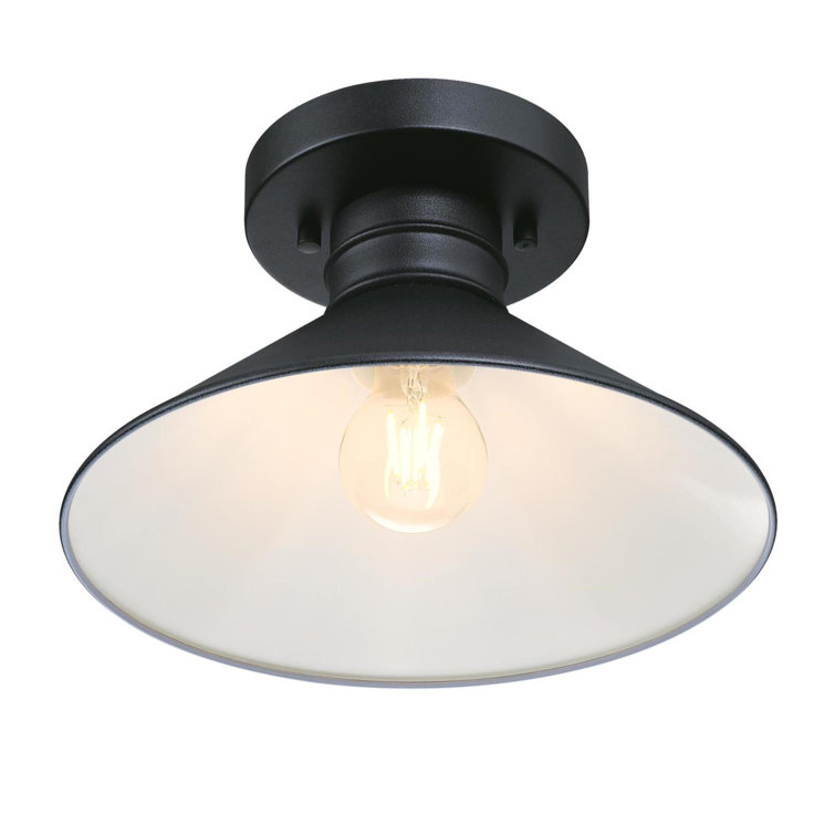 Rustic Textured Black 11'' LED Outdoor Glass Ceiling Light