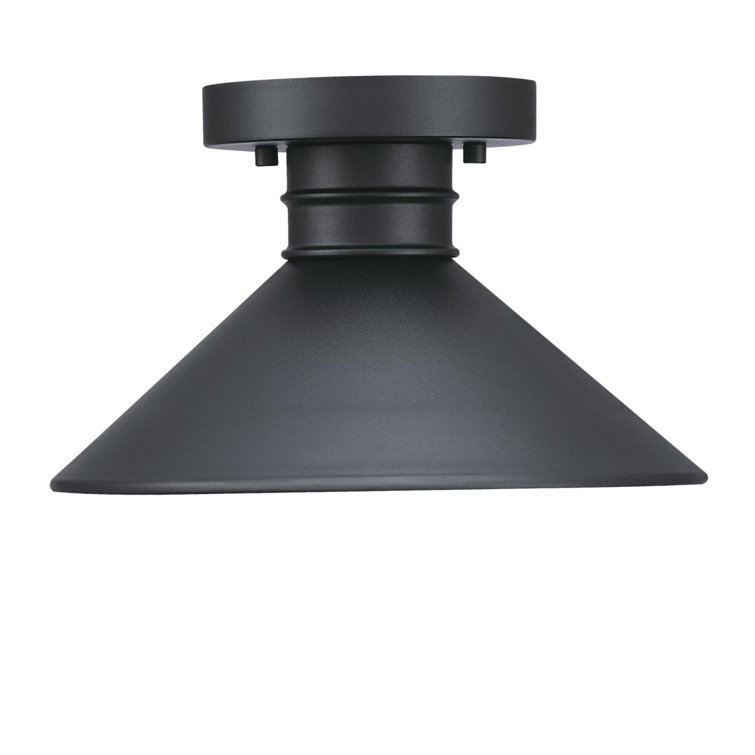 Rustic Textured Black 11'' LED Outdoor Glass Ceiling Light