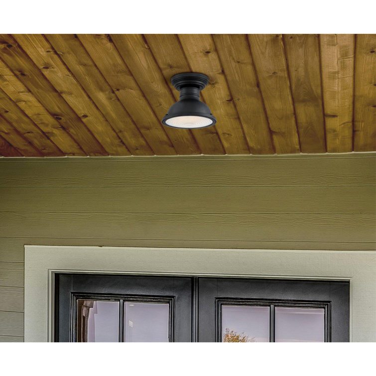 Orson Black Glass LED Vintage-Style Outdoor Flush Mount