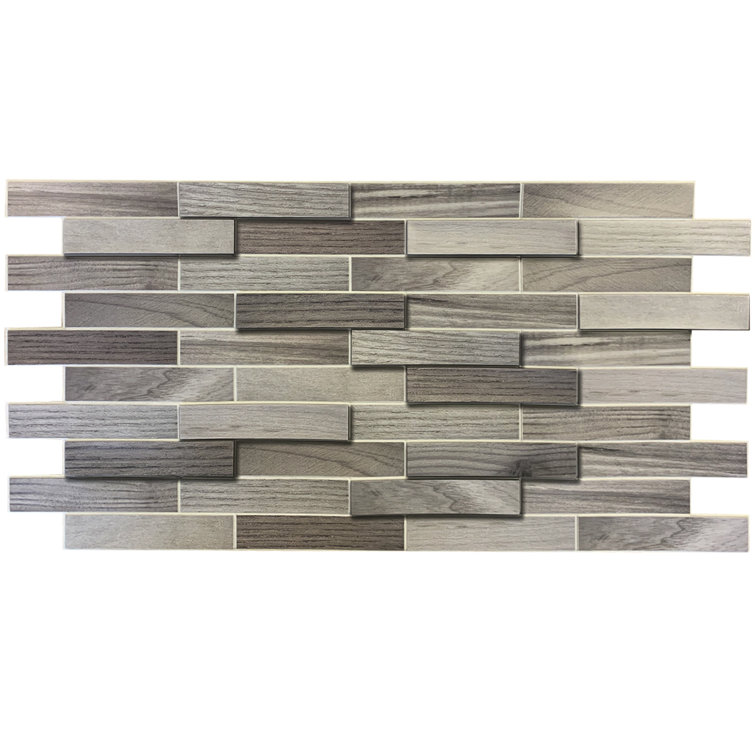 Beige Brown 19" x 39" 3D Textured PVC Wall Panel