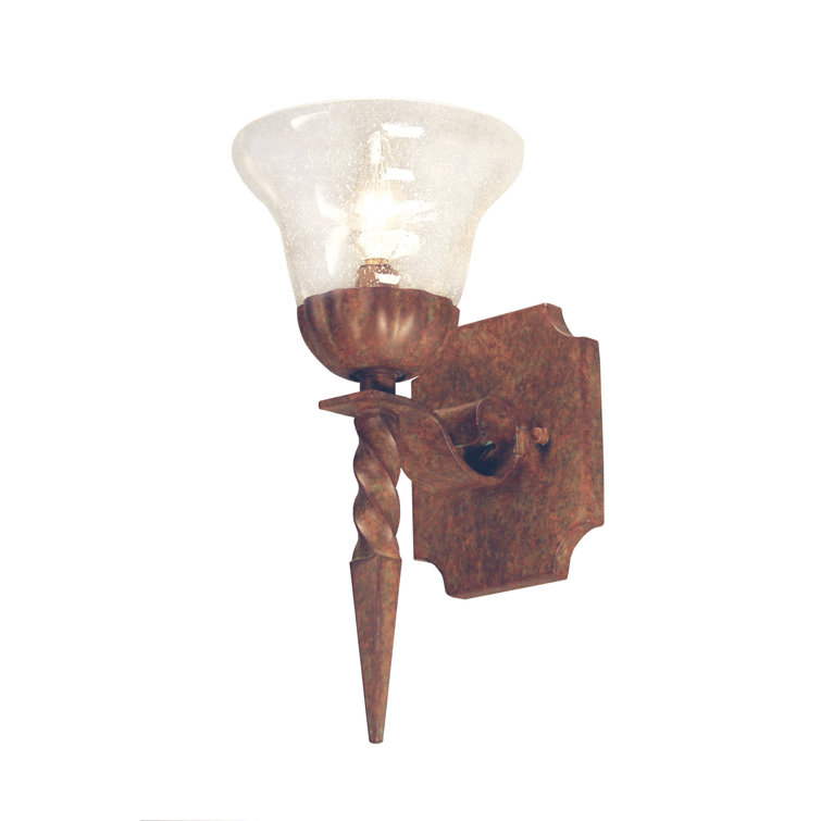 Rust Finish Clear Glass Gothic Wall Sconce