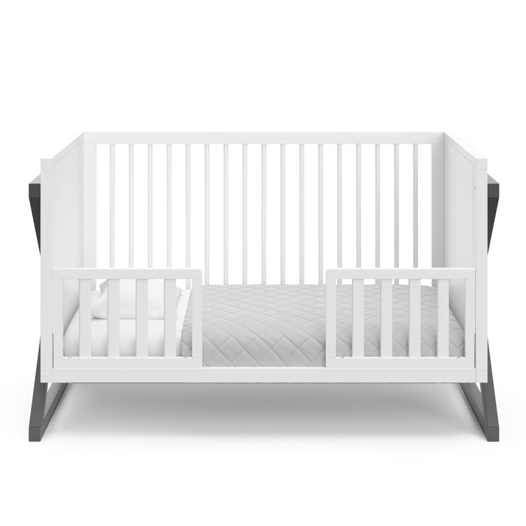 White and Gray Convertible Nursery Furniture Set with Changing Table