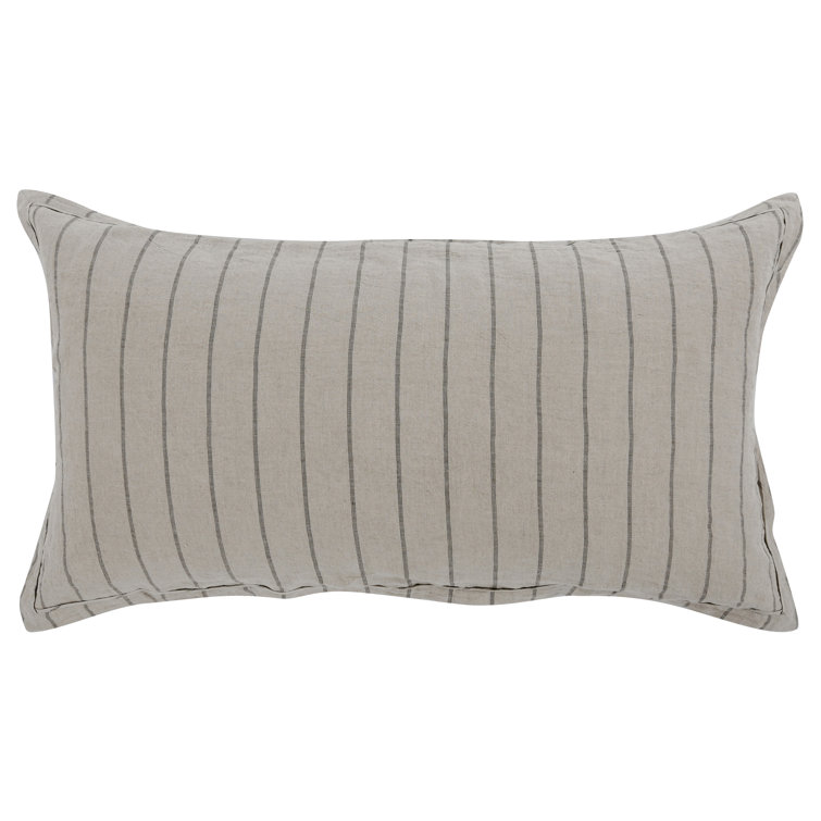 Natural Striped Cotton King Embroidered Sham