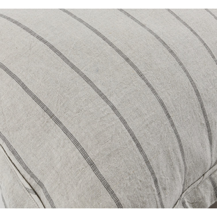 Natural Striped Cotton King Embroidered Sham