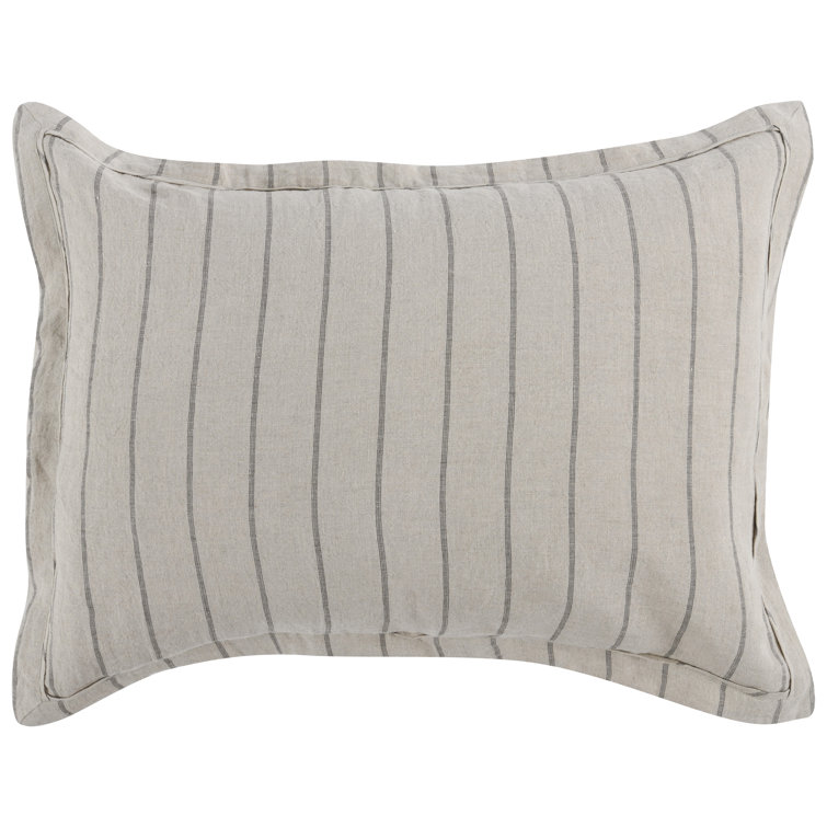 Ivory and Gray Striped Belgian Linen Euro Sham